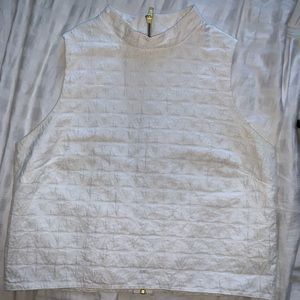 asos white zip up sleeveless shirt